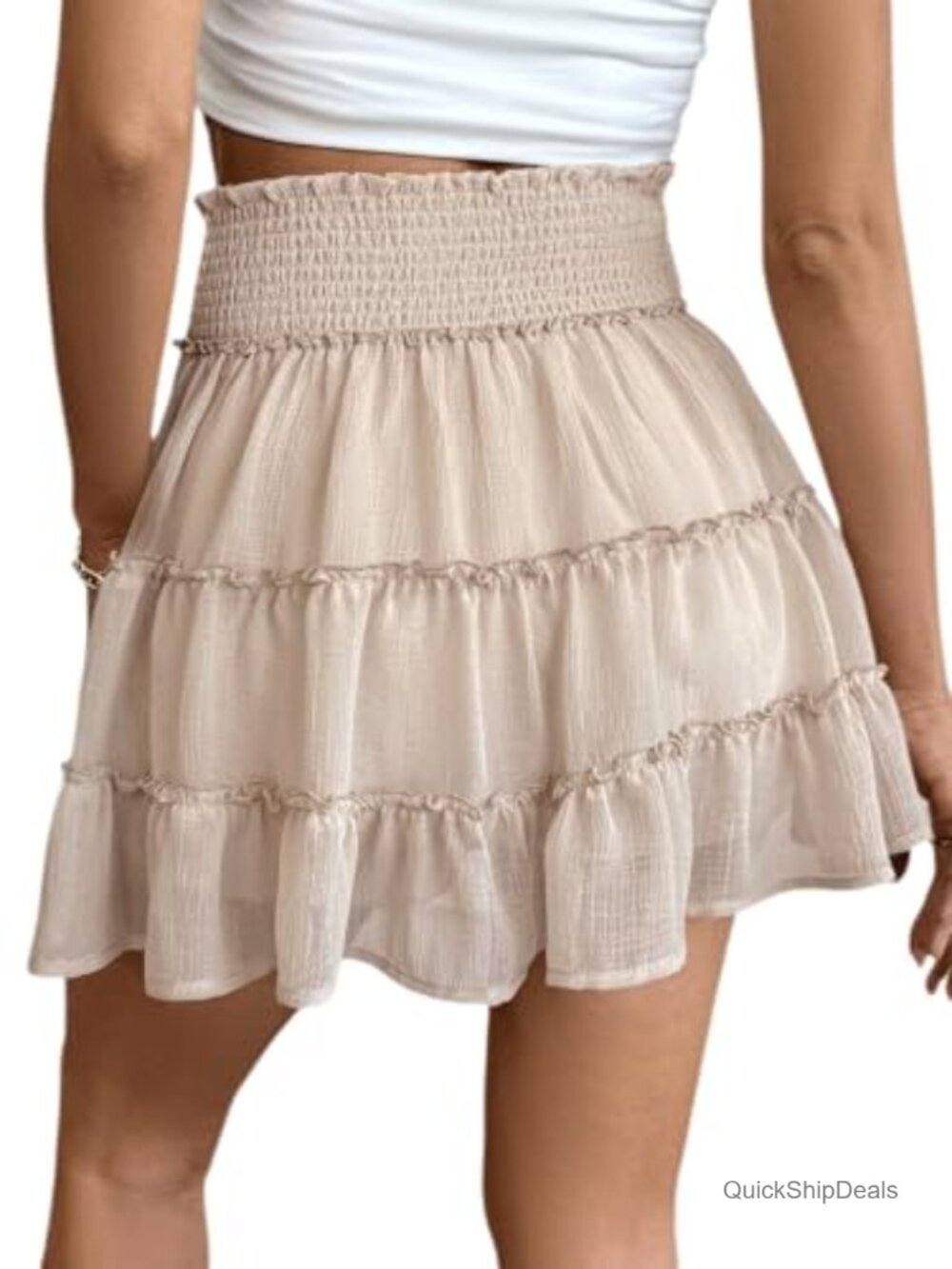 High Waisted Ruffle Pleated Tennis Skort with Built-in Shorts - Picture 4 of 6